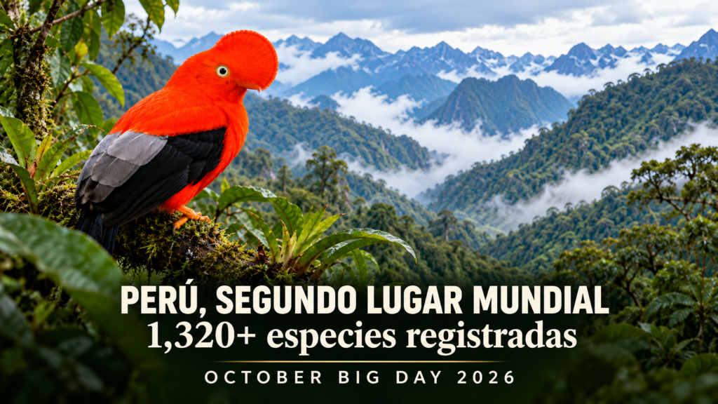 El October Big Day 2026 confirmó el potencial del Perú para el aviturismo: se registraron más de 1,320 especies y participaron 810 observadores en las 25 regiones.